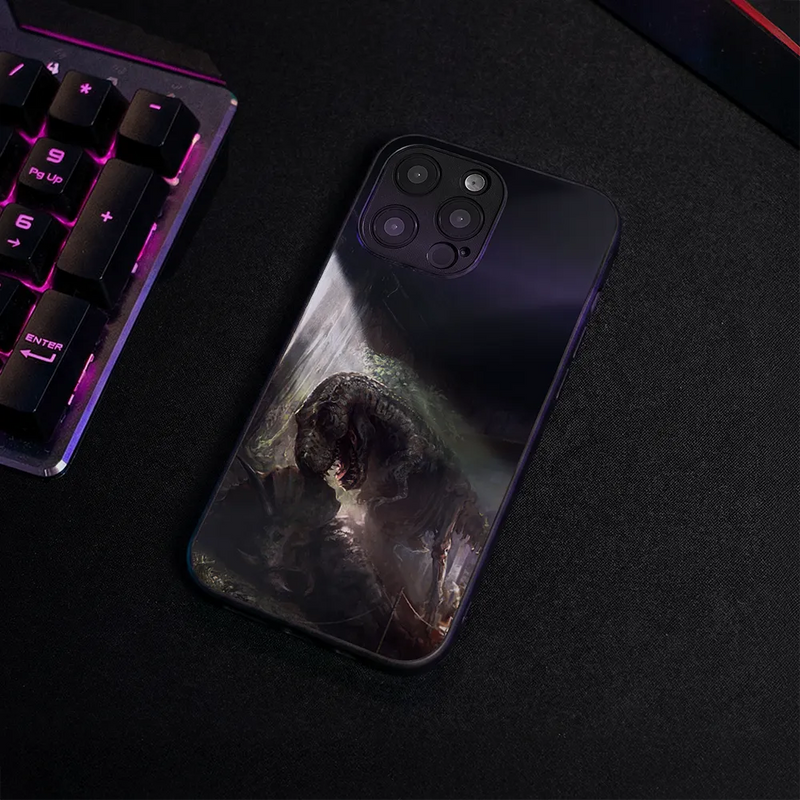 Glass Phone Case T-Rex Echoes Through Time