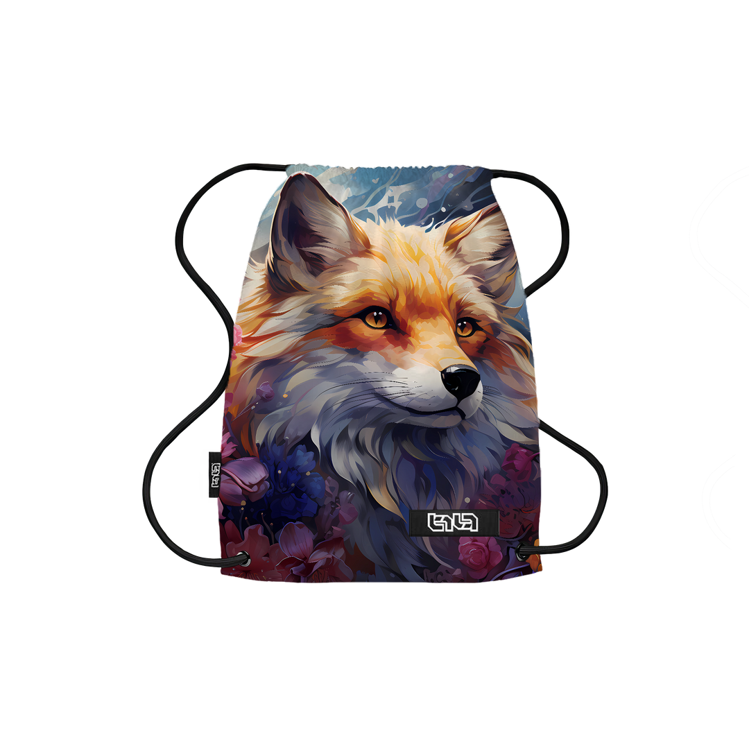 Drawstring Backpack Floral Fox