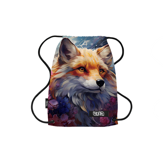 Drawstring Backpack Floral Fox