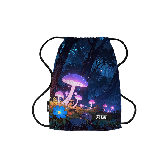 Drawstring Backpack Purple Mushroom