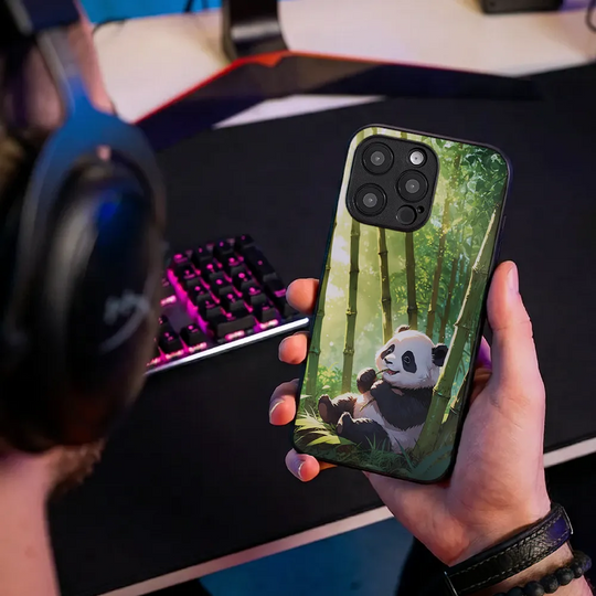 Glass Phone Case Panda and the Tasty Bamboo